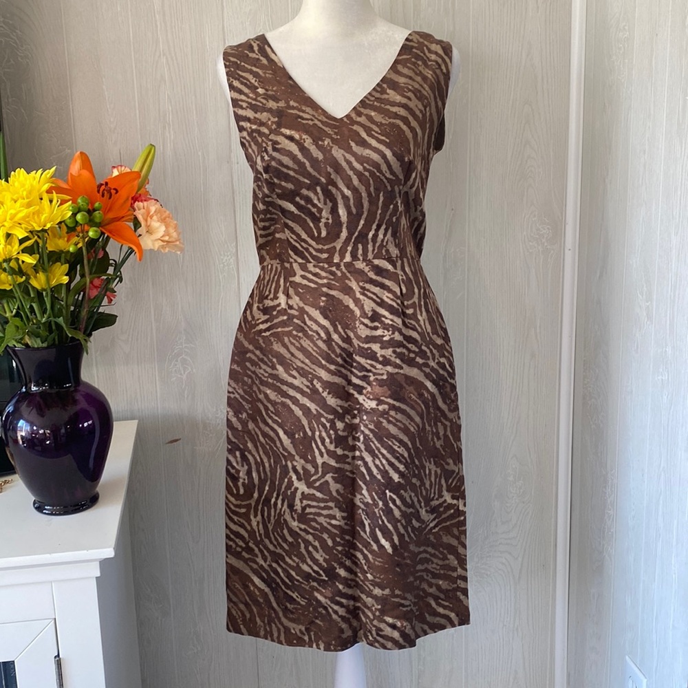 Banana Republic•Animal Print•Sheath Dress•Size 2•Linen Blend